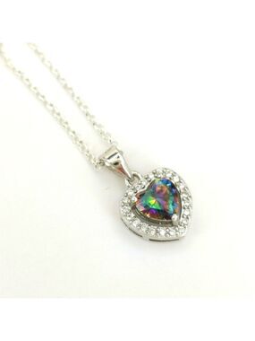 Mystic Topaz Heart Pendant Necklace Sterling Silver